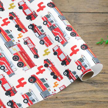 Personalised Fireman Fire Truck Wrapping Paper, 3 of 9