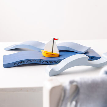 Personalised Blue Water Boat Baby Decoration, 4 of 5