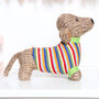 Knitted Dachshund Sausage Dog Soft Toy, thumbnail 3 of 4