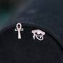 Mismatched Ankh And Eye Of Horus Stud Earrings In Sterling Silver, thumbnail 2 of 12