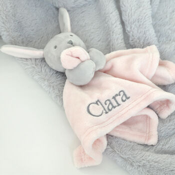 Personalised Pink Bunny Rabbit Baby Comforter, 5 of 12