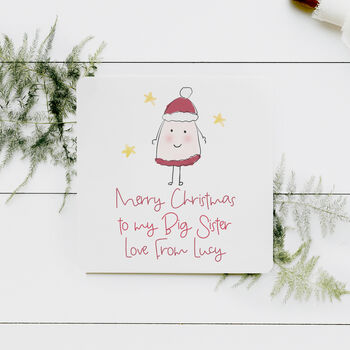 Merry Christmas Big Sister Personalised Card C, 2 of 5