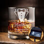 Wedding Tuxedo Groomsman Engraved Whiskey Glass, thumbnail 1 of 7