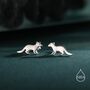 Sterling Silver Very Cute Weasel Stud Earrings, thumbnail 1 of 12