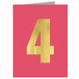 Mini Gold Foiled Pink Four Card, thumbnail 2 of 5