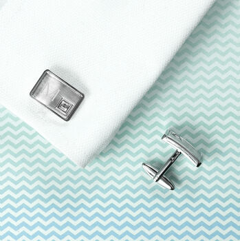 Personalised Silver Plated Cufflinks With Crystal, 3 of 7