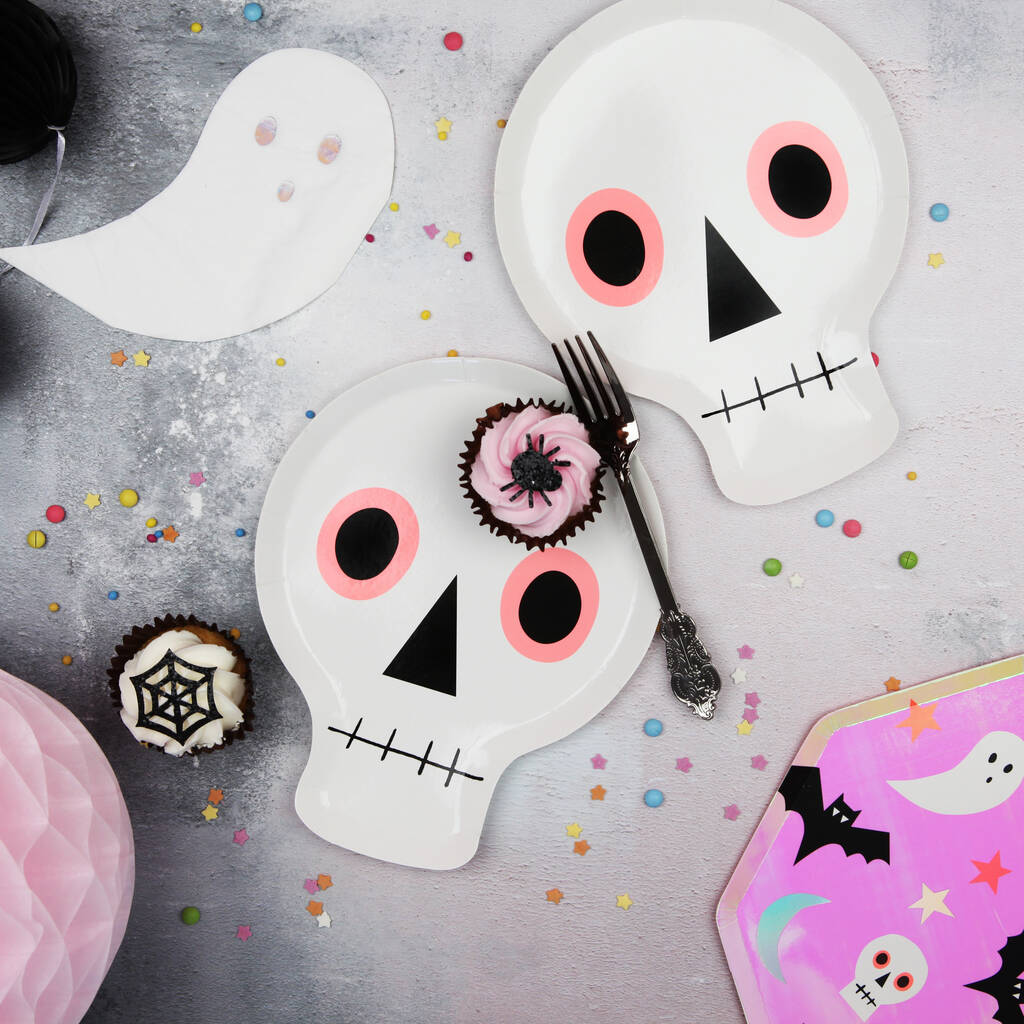 Halloween Party Plates
 Halloween Skull Shape And Neon Print Party Plates By Postbox Party