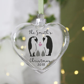 Family Penguin Heart Bauble Keepsake, 4 of 4