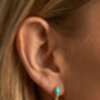 Genuine Turquoise Stone Huggie Hoop Earrings, thumbnail 2 of 5