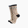 Wild Leopard Combed Cotton Glitter Socks In Cream, thumbnail 1 of 4