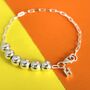 50th Birthday Sterling Silver Initial Charm Bracelet, thumbnail 1 of 3