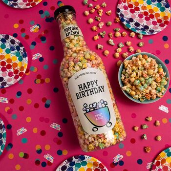Happy Birthday Sweet And Salt Rainbow Popcorn Giant Money Bottle, 550g, 2 of 7