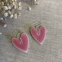Bright Pink Statement Ceramic Heart Earrings, thumbnail 6 of 8