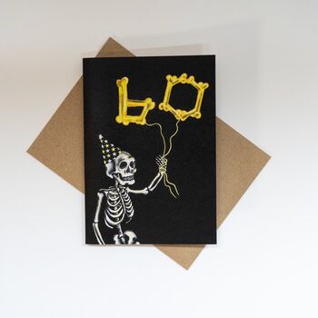 60th Balloon Skeleton Gothic Birthday Card, 2 of 6