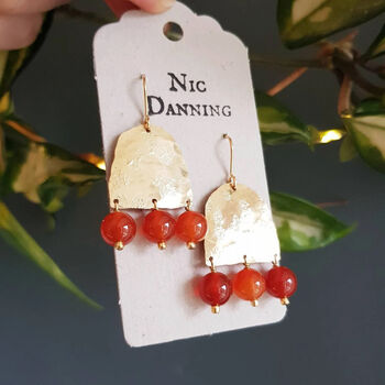'Titans Hestia' Carnelian And Ethical Brass Earrings, 2 of 4