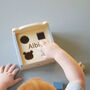 Personalised Wooden Teddy Sorterbox Puzzle Shapes Toy, thumbnail 3 of 7