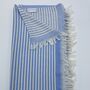 Symi Striped Peshtemal Towel Sky Blue, thumbnail 6 of 10