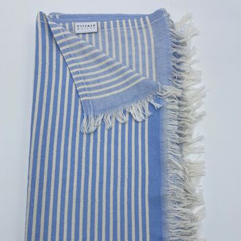Symi Striped Peshtemal Towel Sky Blue, 6 of 10