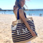 Personalised Stripe Jute Extra Large Beach Bag, thumbnail 1 of 4