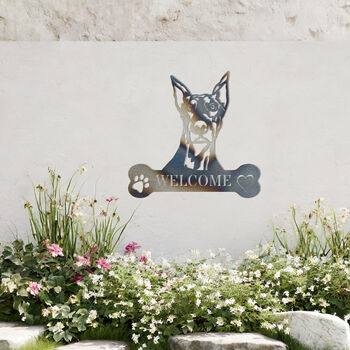 Custom Doberman Welcome Metal Wall Art Sign For Home And Garden Decor, 9 of 11