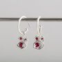 Real Ruby And Recycled Silver Hoop Earrings, thumbnail 2 of 7