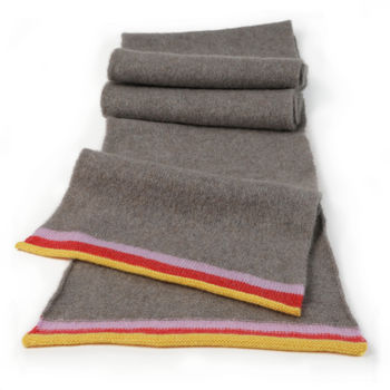 Pure Cashmere Scarf With Stripe, 3 of 6