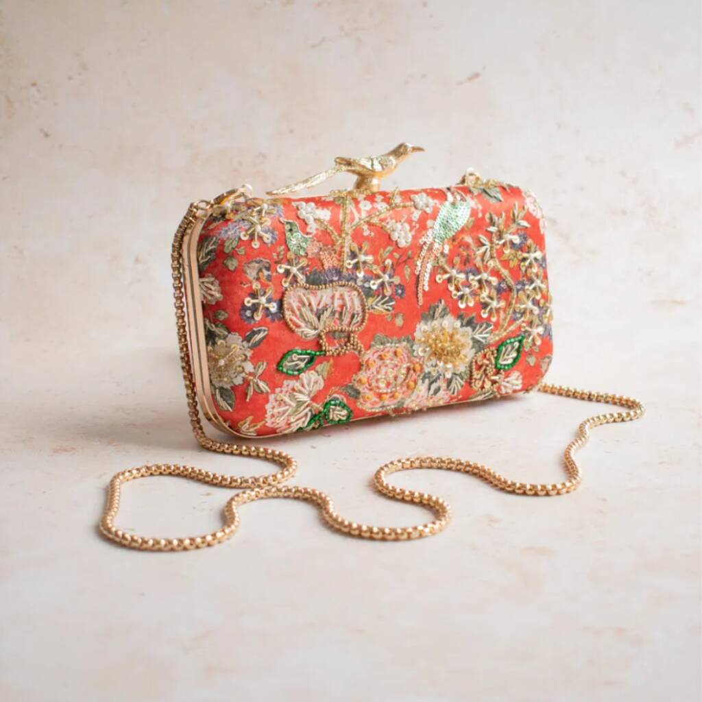 Mumbai Dreams Bird Clasp Orange By Atiya Choudhury