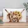 Sunflower Highland Cow Makeup Bag, thumbnail 1 of 2