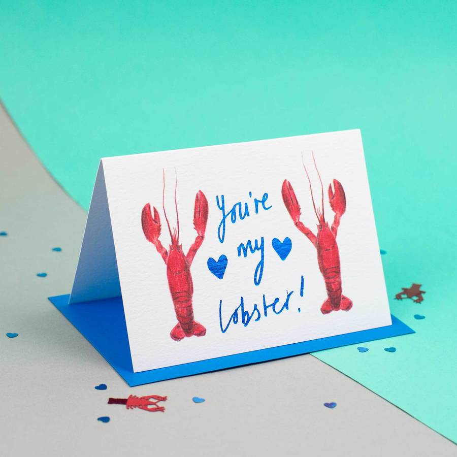 'You're My Lobster' Foiled Illustrated Card, 1 of 3