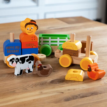 Personalised Stacking Train With Scarecrow And Animals Toy, 2 of 4