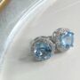 Round Blue Topaz 925 Sterling Silver Earrings, thumbnail 1 of 6