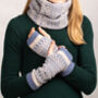 Soft Knitted Fair Isle Mittens Lambswool Blue Teal, thumbnail 5 of 9