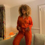 Indian Upcycled Sari Silk Pyjamas Grecian Orange, thumbnail 1 of 2