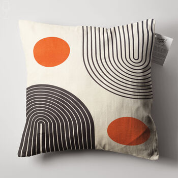 Orange And Black Geometric Abstract Bauhaus Ecru Cushion Cover, 4 of 7