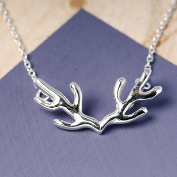 Stag Antlers Necklace Sterling Silver Necklace, 3 of 10