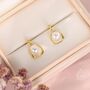 Sterling Silver Genuine Freshwater Pearl And Mobius Circle Dangle Drop Earrings, thumbnail 3 of 12