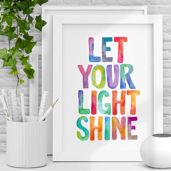 Let Your Light Shine Typography Print For Children, 2 of 5