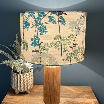 Hedgerow Pistachio And Teal Botanical Drum Lampshades, 4 of 10