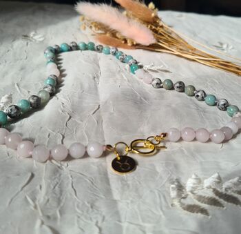 Zodiac Crystal Necklace With Rose Quartz And Amethyst, 9 of 11