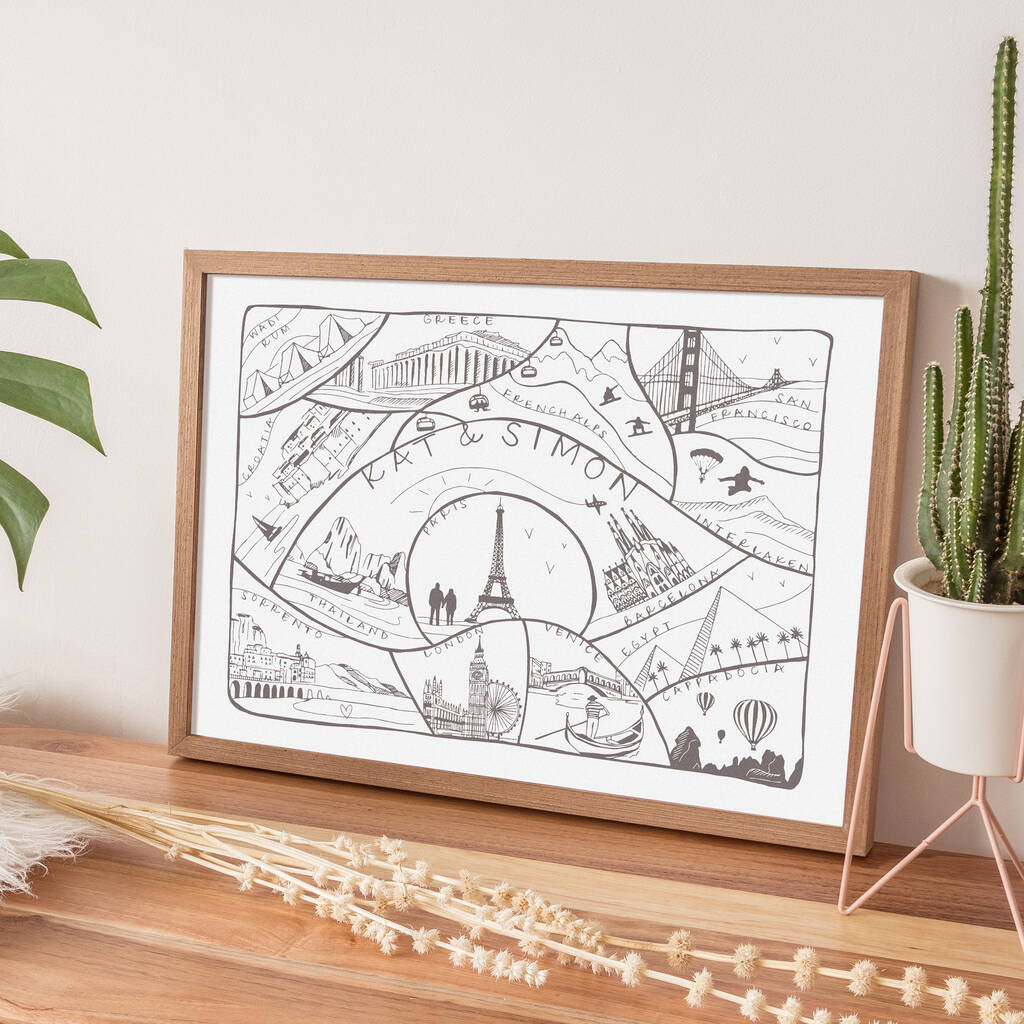 Personalised Travel Adventures Map Print By Places & Spaces Art Co. | notonthehighstreet.com