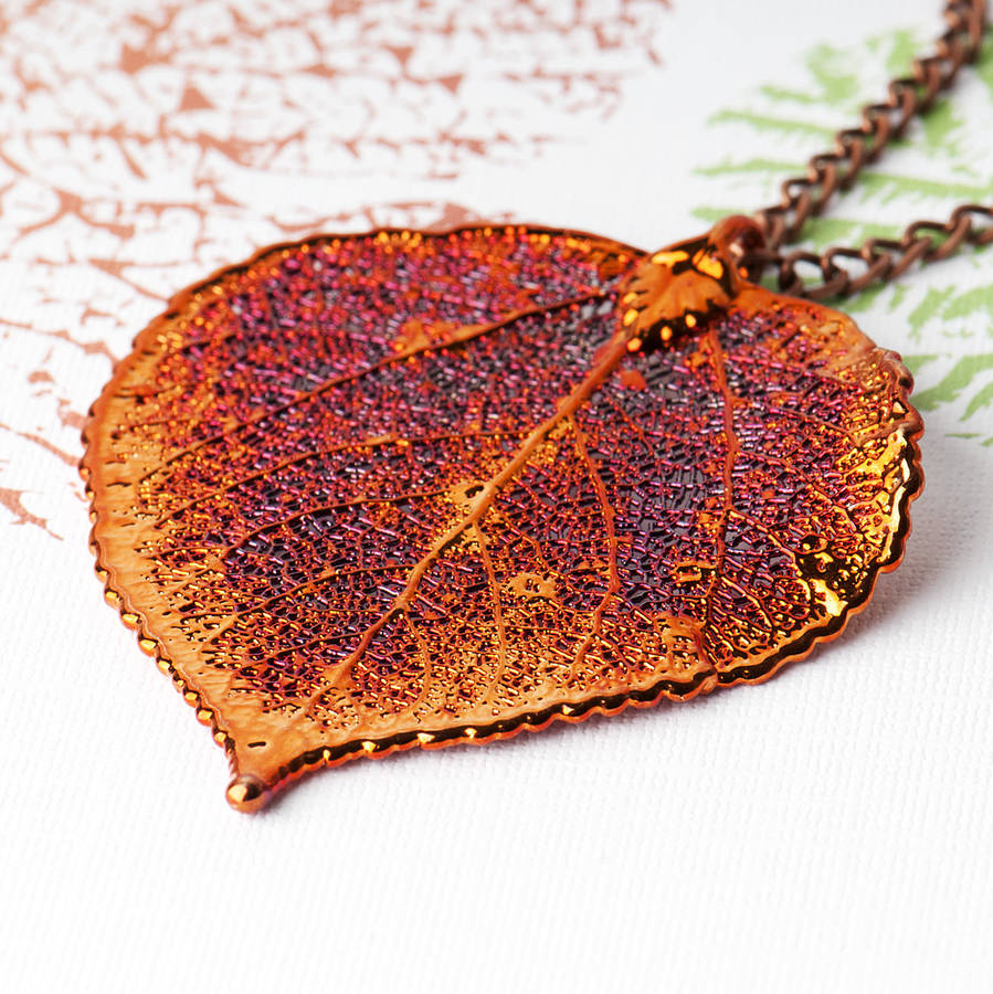 Medium Aspen Real Leaf Necklace By Grace Valour   Original Large Aspen Leaf Necklace 