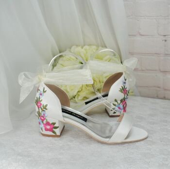 Embroidered Block Heel Bridal Shoes, 8 of 9