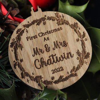 Personalised First Christmas Married Ornament,Mr And Mrs, 3 of 4