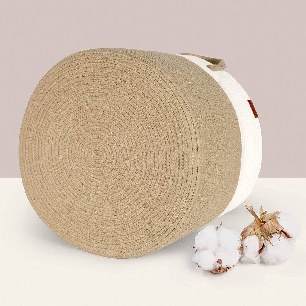 Khaki Cotton Rope Laundry Storage Organiser Basket By Momentum