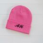 Pink Embroidered Personalised Neon Initial Beanie, thumbnail 1 of 2