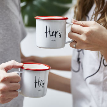 Personalised His And Hers Enamel Mugs, 3 of 10