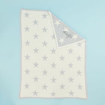 Personalised Grey Star Intarsia Blanket, 2 of 6