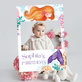 1st Birthday Mermaid Party Selfie Frame And Sign, 2 of 3