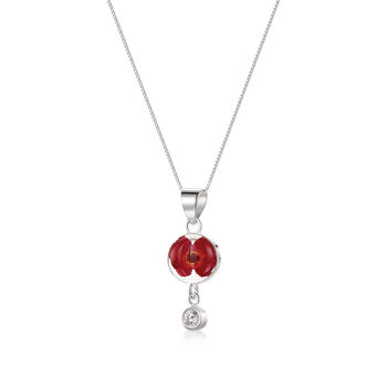 April Birthstone Pendant Necklace. Sterling Silver And Real Flowers, 3 of 12