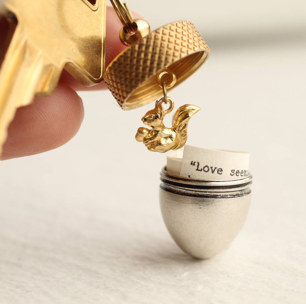 Acorn Squirrel Keyring With Personalised Message By Silk Purse, Sow's ...